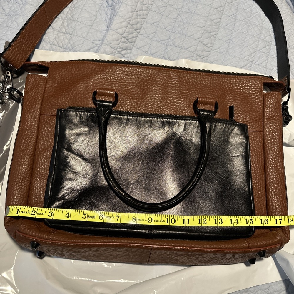 Vei Rossi Made In Italy‎ Brown Leather Briefcase Laptop Bag with Strap